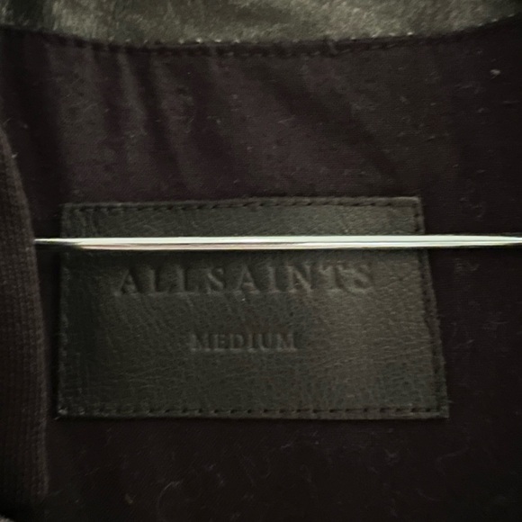 All Saints 100% Sheep’s Leather Bomber w/ Detachable Hood - Picture 3 of 8